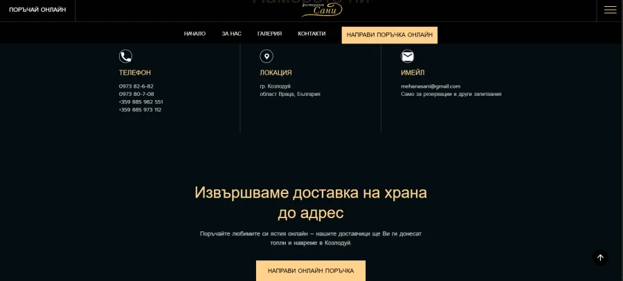 Ресторант Сани – Контакти